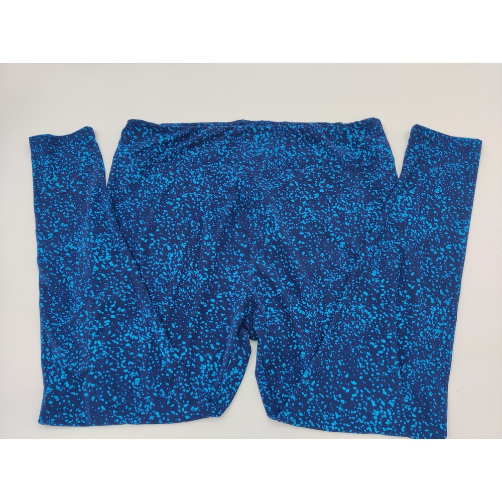 LuLaRoe‎ TC2 Leggings Blue Teal Speckled Splatter Print Plus Size Tall Curvy